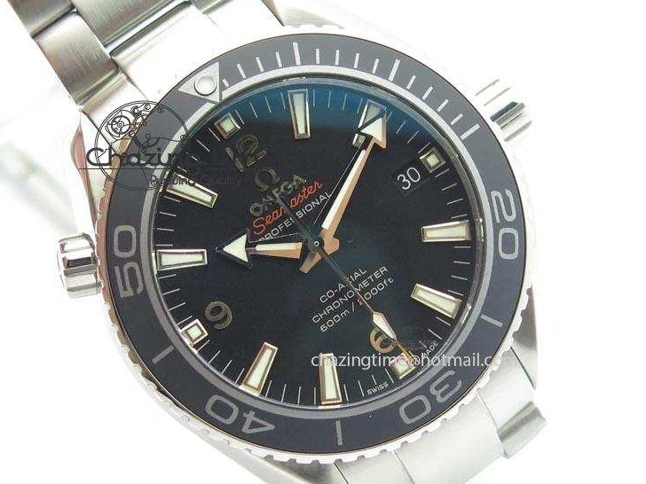 0308 Planet Ocean SS Bp Maker 45mm Black Bezel On SS Bracelet A OnTrend 8218